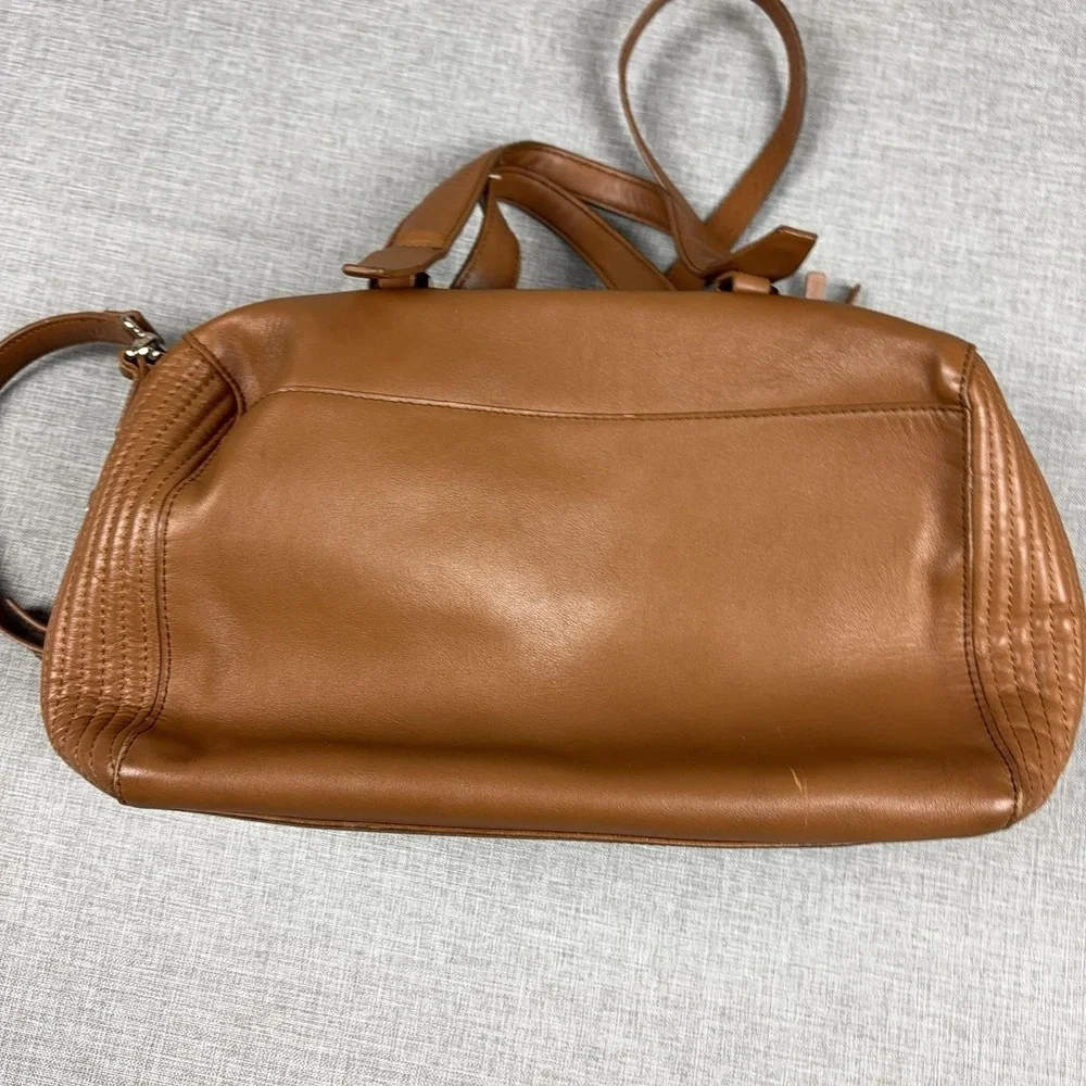 Lancaster Satchel Bag Womens Medium Brown Leather Top Handle Crossbody Zip
